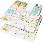 DIMJ Drawer Organizer Clothes 15 Pack - Foldable Baby Organizers and Storage & Dresser Organizer for Bedroom, Closet - Nursery Organization Dresser Dividers for underwear, Sock,Bra, Belt, Tie, White by DiMJ
