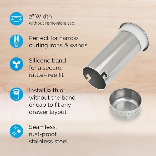 Docking Drawer 2" Stainless Steel Canister for Hot Tools, Capped Design - Image 2