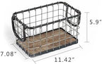11.5" Wide Rectangular Sturdy Hand Welded Farmhouse Metal Wire Basket with Rustic Wooden Bottom For Shelves, Closet Storage Bins for Shelves. Also For Laundry, Towel, Spice Rack, Tool Box (11.5"x7") - Image 2