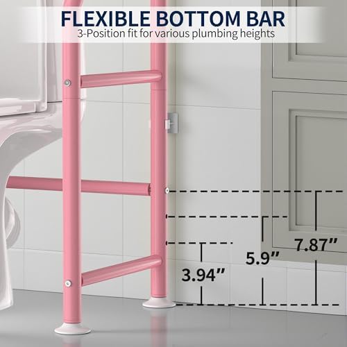GloTika 3-Tier Over Toilet Storage, Anti-Wobble, Pink - Image 4