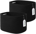 ECDYQXVU 15x10x9 Inch Woven Cotton Rope Storage Basket, Black, 2 Pack by ECDYQXVU