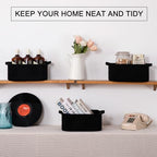OIAHOMY 3 Pack Storage Baskets for Shelves Cotton Rope Storage Bins Black - Image 2