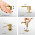 Kibi Kitchen Soap Dispenser – Lead-Free Solid Brass, Top-Fill Refillable Liquid Dispenser, 8.5 oz Capacity, Rust & Corrosion Resistant, Countertop Accessory for Kitchen & Bar Sink (Brushed Brass) - Image 6