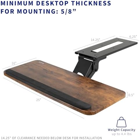 VIVO Vintage Brown Under Desk 25 x 10 inch Keyboard Tray, MOUNT-KB03N - Image 5