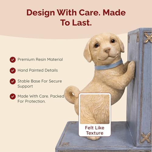 Dog Bookend Set with 4 Magnetic Puppy Bookmarks – Cute Labrador Puppy Bookends for Kids Books, Childrens Bookends for Shelves, Nursery Decor, Book Ends for Kids Room Reading Corner - Image 5