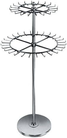 AMKO R56 Two-Tier Revolving Belt or Tie Rack - Display Rack for Retail Purposes - 48 Hooks, Chrome Finish, 52 Inch Tall by AMKO+Displays+LLC.