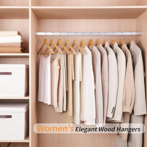 Amazon Basics Wood Suit Clothes Hangers for Closet Organizer, Natural, 30-Pack - Image 5