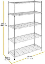 Whitmor 5 Tier Heavy Duty Shelving Unit, Metal Storage Shelves, 500 lbs Capacity per Shelf, Max 2500 lbs total, Easy Assembly Home Organizer for Pantry, Garage, Plant, 48"L x 18"W x 74"H - Image 3