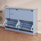 Blue Hidden Shoe Storage Cabinet for Entryway with 4 Flip Drawers - Image 2