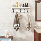 Homode Wall Shelf with Hooks, 24 Inch Coat Rack with Tri Hooks - Image 3
