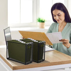 2 Pack Hanging File Holder, 10 Hanging Folders, Metal Mesh, Letter Size Folder Storage, Desktop Storage Cabinets, Office School Document(Green,Small) - Image 6