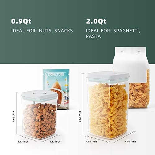 2 Pack Pop-Top Airtight Food Storage Containers, 2.0 Qt & 0.9 Qt - Image 4