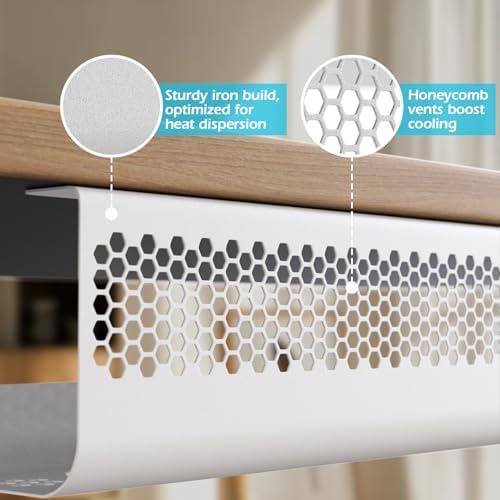 KHAMAL Cable Management Under Desk 52PCS - Cable Management Tray Kit Ventilated Hexagonal Design with Cable Clips, Wire Ties, Cord Holder & Screws for Office, Home - 4 White Sets - Image 2