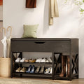 Shoe Bench, Lift Top Shoe Storage Bench, Adjustable Shelf Entryway Bench with Padded Cushion for Entry, Closet, Living Room, Hallway, 2-Tier Shoe Rack Organizer(Black, 39.5“W) by Astimey