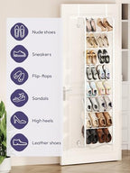 SWTYMIKI Over the Door Shoe Organizer - 8 Tier Wall Mount Shoe Rack for Door Storage- Heavy Duty Metal Hanging Shoes Shelf for Flats, Heels, Sneakers, Boots White - Image 3