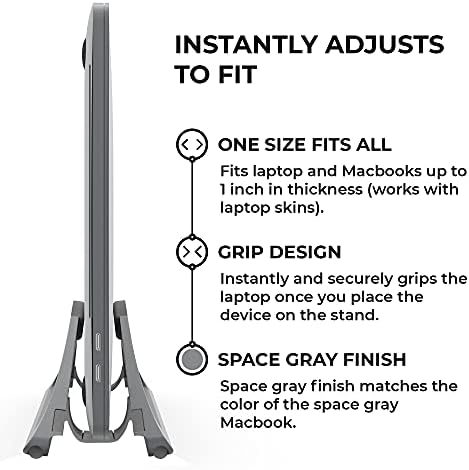 HumanCentric Vertical Laptop Stand for Desks Space Grey, MacBook Adjustable - Image 4