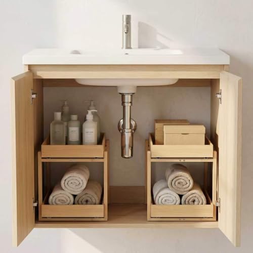 Bamboo Under Sink Organizer Adjustable Height 2 Tier Bathroom Organizer by Unknown