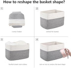 OIAHOMY 4 Pack Storage Basket, 13"x9"x7.8" Cotton Rope Baskets for Shelves, Closet Organizer for Bedroom & Living Room, Soft Decorative Bins for Organizing Towels, Books & Toys, Grey & White - Image 5