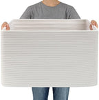 JMvicyroam 96L Large Woven Cotton Rope Blanket Basket, White by JMvicyroam
