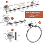 10pcs Bathroom Hardware Set, Brushed Nickel Bathroom Hardware Set, Including 16" Hand Towel Bars, Toilet Paper Holders, Towel Rings, Robe Towel Hooks - Image 6