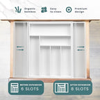 Sben Bamboo Cutlery Drawer Organizer, White, Medium - Image 4