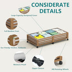 Wisuce 2 Packs Bamboo Under Bed Storage Organizer with Wheels Black Large - Image 3