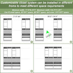 Besiost Closet System, Up to 134"/11.2 FT Closet Organizer with 4 Wooden Drawers and Shelves, Walk-in Closet System with 6 Hanging Rods, Built-in Closet Can Fit 96"/8FT, 120"/10FT, Morandi Grey Set 2 - Image 2