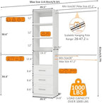 Closet System, 5FT-8FT Closet Organizer System with 3 Wooden Drawers, 99" Walk In Closet Organizer and Storage with 4 Expandable Hanging Rods, Wall Mount, White - Image 3