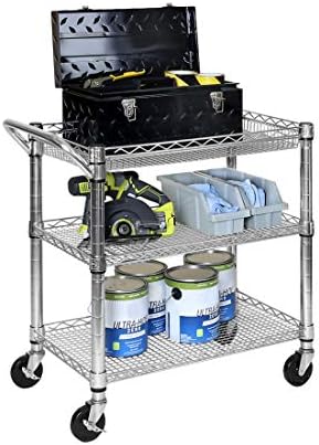 Seville Classics 3-Tier UltraDurable Commerical-Grade Heavy-Duty NSF-Certified Service Utility Storage Cart, 33.75" W, Chrome (1 Pallet of 35 Packs) - Image 6