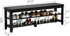 AQIMUELE Wood Shoe Rack Bench, 2 Tier Shoe Rack for Front Door Entrance - Image 2