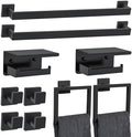 10 Pieces Black Towel Bar Set Bathroom Hardware Accessories Set Upgraded Toilet Paper Holder with Shelf Towel Holder Set for Bathroom Stainless Steel Wall Mounted 23.6in by Woekme