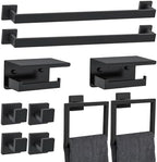 10 Pieces Black Towel Bar Set Bathroom Hardware Accessories Set Upgraded Toilet Paper Holder with Shelf Towel Holder Set for Bathroom Stainless Steel Wall Mounted 23.6in by Woekme