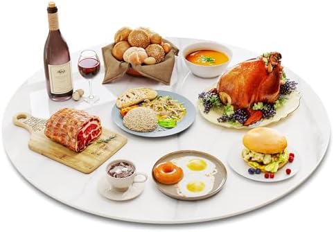 31.5" Lazy Susan Turntable – 360° Sinteredstone Silent Anti-Slip Turntable, Table Top Centerpiece for Kitchen, Pantry, Spice Rack, Refrigerator & Dining Table, White by ZLZELing