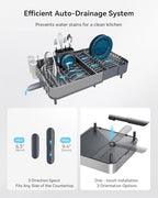 SUNLY Expandable Dish Drying Rack, Versatile Brackets for Pots & Pans, Space Saving Kitchen Drying Rack, Dish Racks for Kitchen Counter, Stainless Steel Dish Drainers with Extendable Spout, Gray - Image 5