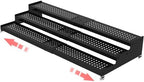 Expandable 3-Tier Metal Spice Rack, Heavy Duty Kitchen Step Shelf Organizer for Cabinet, Pantry & Countertop, Non-Slip Storage for Spices, Perfumes & Collectible Figures(BLACK,1PACK) by Sylrceo