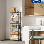 REGILLER 6 Wire Shelving Steel Storage Rack Adjustable Unit Shelves for Laundry Bathroom Kitchen Pantry Closet(Black,11.7" D x 21.4" W x 63" H) - Image 2