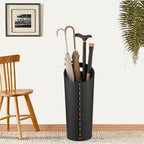 Black Umbrella Holer for Entryway with Drip Tray and 2 Steel Hooks Leahter Tall 22.44 Inches Umbrella Stand Rack Indoor Can Store 10 Golf Umbrellas or Crutches Toy Swords etc - Image 5