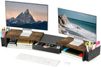 Spacrea Wood Dual Monitor Stand Riser with Drawer and 2 Pen Holders by Spacrea