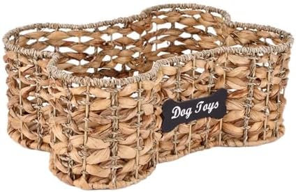 Geyecete dog bone basket dog toy box Pet Storage Collection, Bone Shape Handwoven Natural Seagrass & Rush Grass Organizer Bin Pet Organizer Storage by Geyecete