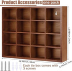Wesiti Tie Box Organizer Wall Mounted Tie Rack with 16 Compartments Bamboo Belt Holder for Men Scarf Necktie Home Wall Closet (Dark Brown Color,1 Piece) - Image 3