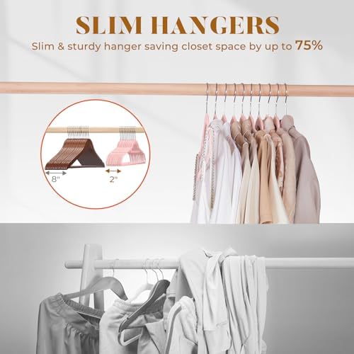HOUSE DAY Premium Velvet Hangers 60 Pack, Non-Slip Hangers with Tie Bar - Image 6