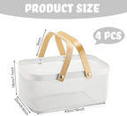 Sadnyy 4 Pcs White Metal Wire Storage Basket with Handle Mesh Harvest Durable Vegetables Fruit Toy Basket for Garden Organizing, Kitchen, Countertop, Closet, Bedroom (16 x 9.8 x 7.1 Inch) - Image 3