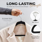 Our Modern Space 200 Pack Velvet Hanger for Shirt Pants Dresses Skirts Suits Jackets - Slim Space Saving Design - Standard Coat Hanger - Sturdy & Durable Design with Shoulder Grooves Hook - Image 4