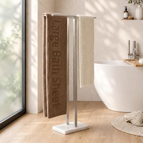 KES 43'' H Standing Towel Rack for Bathroom, Weighted Marble Base by KES