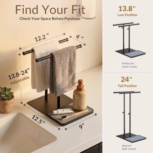 NADAMOO Standing Towel Rack for Bathroom, Adjustable Hand Towel Holder - Image 3