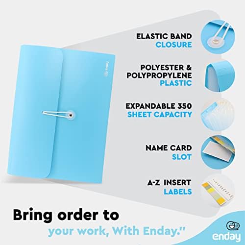 Accordion File Organizer, 13 Pocket Expanding File & Cover Folder with Labels, Plastic Portable Desktop Supplies Letter A4 Paper in Blue, Red, Green, Pink, Purple, Grey, Multicolor, (6 Pc) –By Enday - Image 3