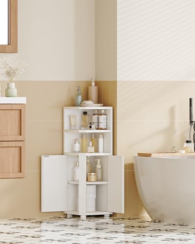 Hzuaneri Corner Cabinet, Small Bathroom Corner Cabinet with Doors - Image 3