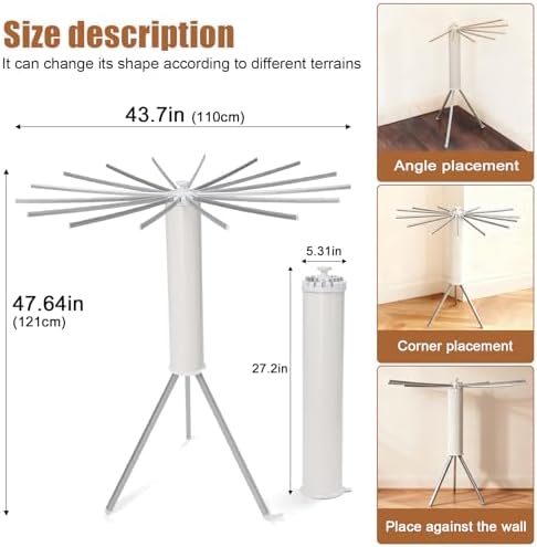 Clothes Drying Rack Tripod, Large Capacity Portable Laundry Drying Rack, Space Saving Design for Indoor Outdoor Use, Multi-Function Clothing Rack, Towel & Blanket Drying Rack for Laundry Room - Image 5
