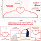 Tessco for you 40 Sets Pink Velvet Heart Hangers with Clips Non Slip Felt - Image 2