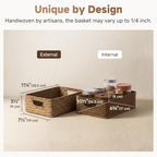 StorageWorks Wicker Baskets for Storage, Woven Baskets for Organizing, 11¼"L x 7½"W x 3½"H, Natural (Seagrass) - Image 3